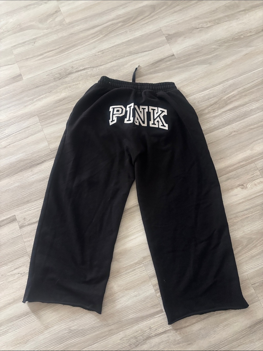 PINK Victoria's Secret Black Wide-Leg Girls' Sweatpants with White Logo